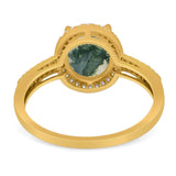 Art Deco Oval Natural Stone Wedding Ring