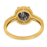 Art Deco Oval Natural Stone Wedding Ring