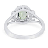 Art Deco Oval Natural Stone Filigree Ring