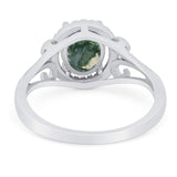 Art Deco Oval Natural Stone Filigree Ring