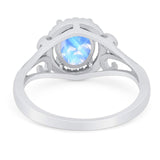 Art Deco Oval Natural Stone Filigree Ring