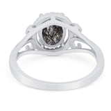 Art Deco Oval Natural Stone Filigree Ring