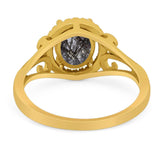 Art Deco Oval Natural Stone Filigree Ring