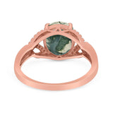 Art Deco Oval Natural Stone Trinity Ring