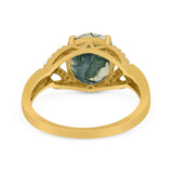 Art Deco Oval Natural Stone Trinity Ring