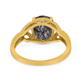 Art Deco Oval Natural Stone Trinity Ring