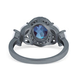 Oval Natural Stone Halo Ring