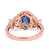 Oval Natural Stone Halo Ring