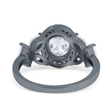 Oval Natural Stone Halo Ring