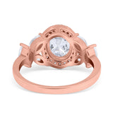 Oval Natural Stone Halo Ring