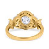 Oval Natural Stone Halo Ring