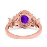 Oval Natural Stone Halo Ring