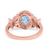 Oval Natural Stone Halo Ring