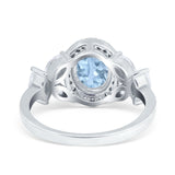 Oval Natural Stone Halo Ring