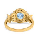 Oval Natural Stone Halo Ring