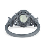 Oval Natural Stone Halo Ring