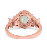 Oval Natural Stone Halo Ring