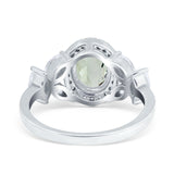 Oval Natural Stone Halo Ring