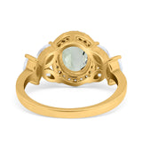 Oval Natural Stone Halo Ring