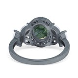 Oval Natural Stone Halo Ring