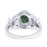 Oval Natural Stone Halo Ring