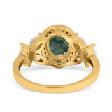 Oval Natural Stone Halo Ring