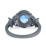 Oval Natural Stone Halo Ring