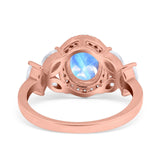 Oval Natural Stone Halo Ring