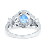 Oval Natural Stone Halo Ring