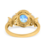 Oval Natural Stone Halo Ring