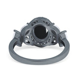 Oval Natural Stone Halo Ring