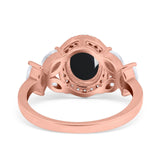 Oval Natural Stone Halo Ring