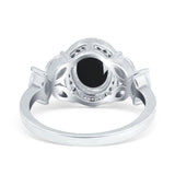 Oval Natural Stone Halo Ring