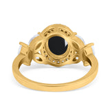 Oval Natural Stone Halo Ring