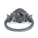 Oval Natural Stone Halo Ring