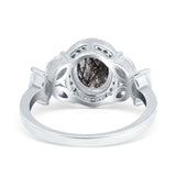Oval Natural Stone Halo Ring