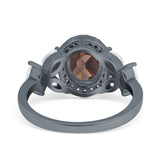 Oval Natural Stone Halo Ring