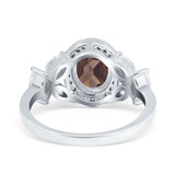 Oval Natural Stone Halo Ring