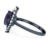 Vintage Style Round Natural Stone Halo Ring