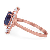 Vintage Style Round Natural Stone Halo Ring