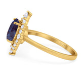 Vintage Style Round Natural Stone Halo Ring