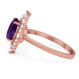 Vintage Style Round Natural Stone Halo Ring