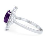 Vintage Style Round Natural Stone Halo Ring