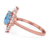 Vintage Style Round Natural Stone Halo Ring