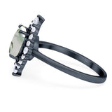 Vintage Style Round Natural Stone Halo Ring