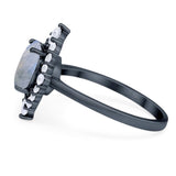 Vintage Style Round Natural Stone Halo Ring