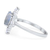 Vintage Style Round Natural Stone Halo Ring