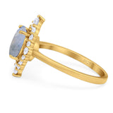 Vintage Style Round Natural Stone Halo Ring