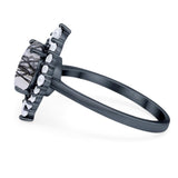 Vintage Style Round Natural Stone Halo Ring