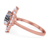 Vintage Style Round Natural Stone Halo Ring